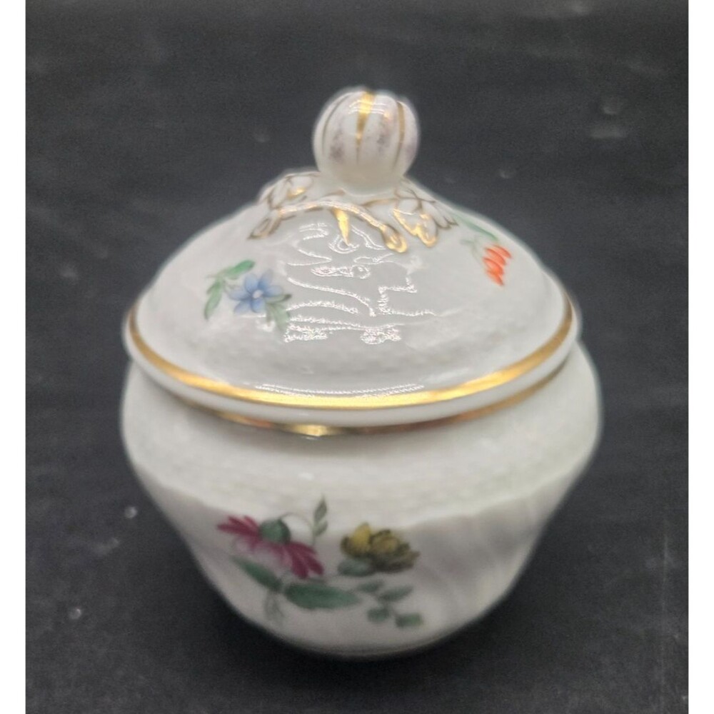 Richard Ginori Porcelain Lidded Trinket Dish with Floral Pattern